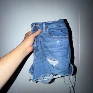 Women Levi's Distressed Light Blue Denim Shorts